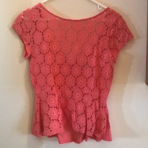 Coral peplum blouse